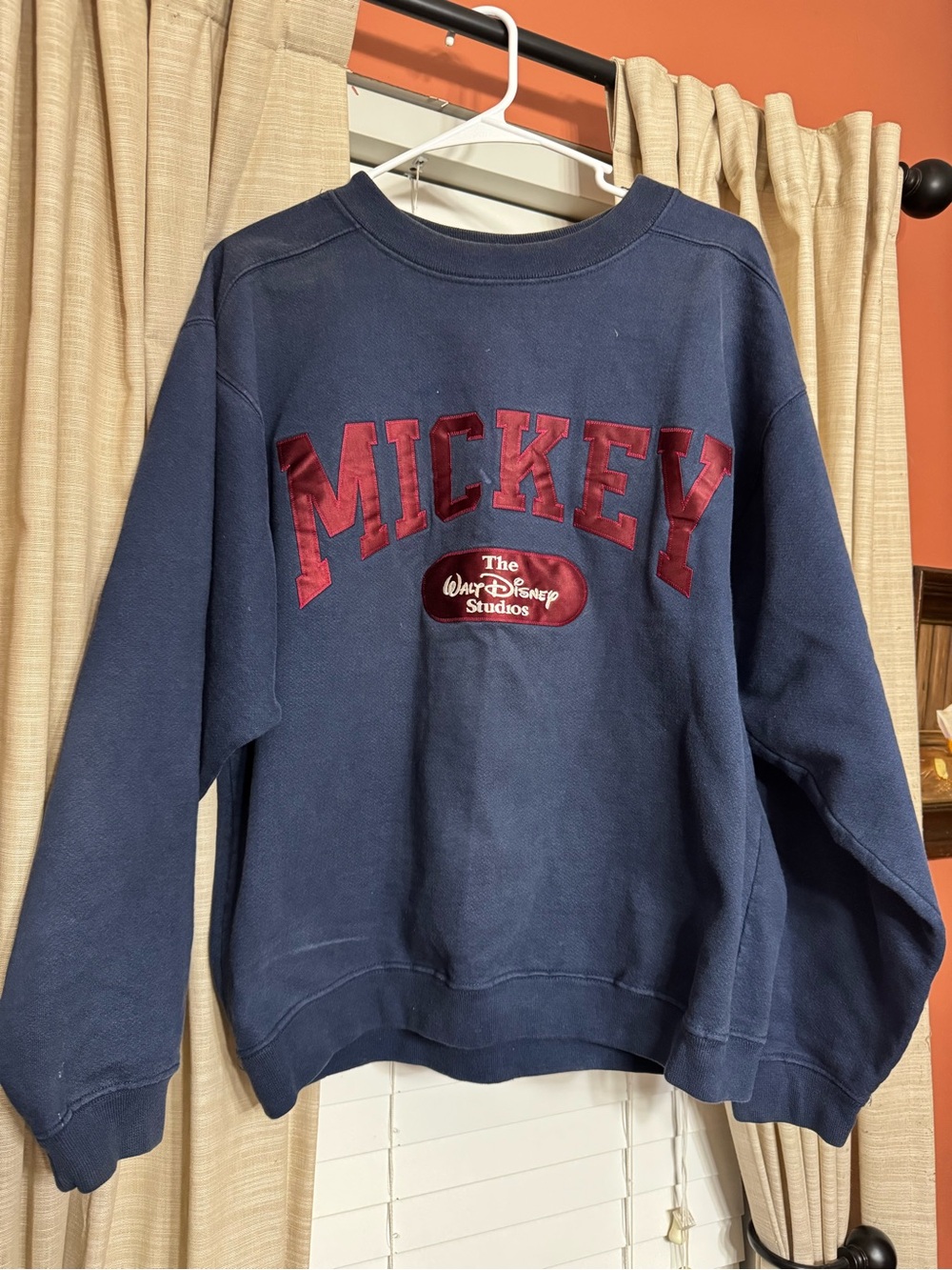 Disney Mickey Navy Blue Crewneck Sweatshirt with Red Lettering